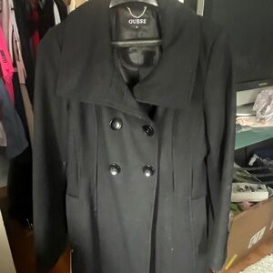 GUESS Women's Elegant Black Pea Coat
